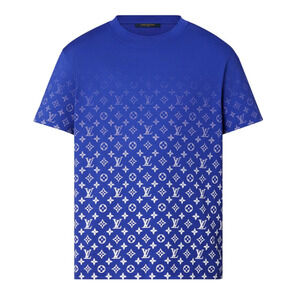 Louis Vuitton Monogram Gradient Blue White Logo Short Sleeve T-Shirt Large L